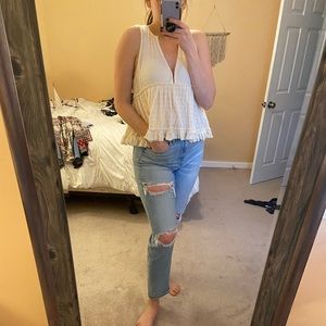 NWOT Urban Outfitters White Ruffled Crop Top